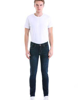 Lacivert Slim Fit Basic 5 Cep Düşük Bel Kot Pantolon