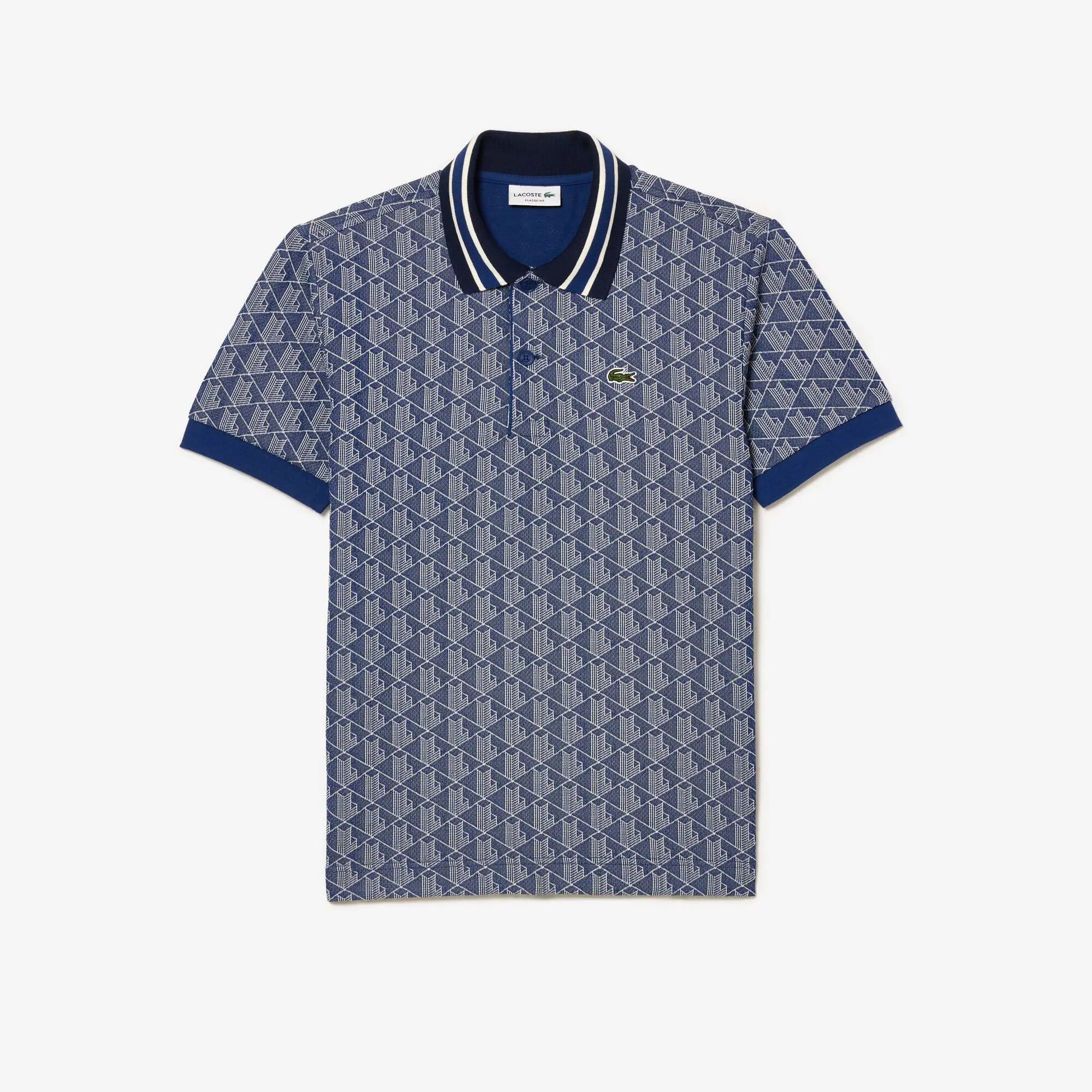 Lacoste Classic Fit Contrast Collar Monogram Motif Polo Shirt. 2