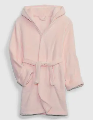 Kids Recycled Fuzzy Robe pink