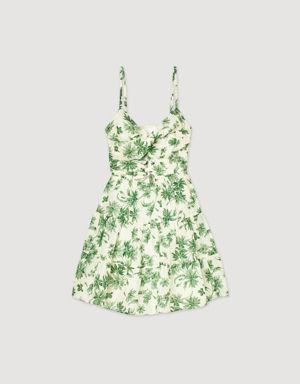 Short dress with palm tree print