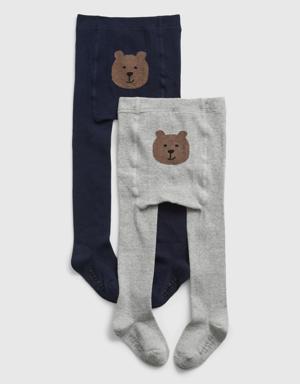 Toddler Cotton Bear Tights (2-Pack) blue