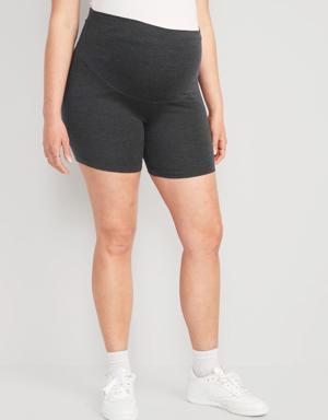 Maternity Full-Panel Biker Shorts -- 6-inch inseam gray