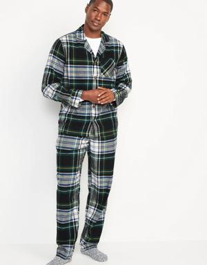 Matching Plaid Flannel Pajama Set for Men multi