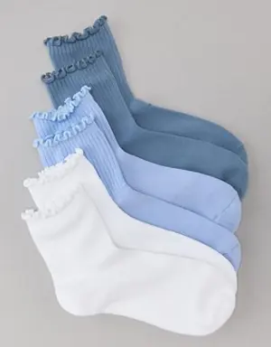 Ruffle Trim Boyfriend Sock 3-Pack