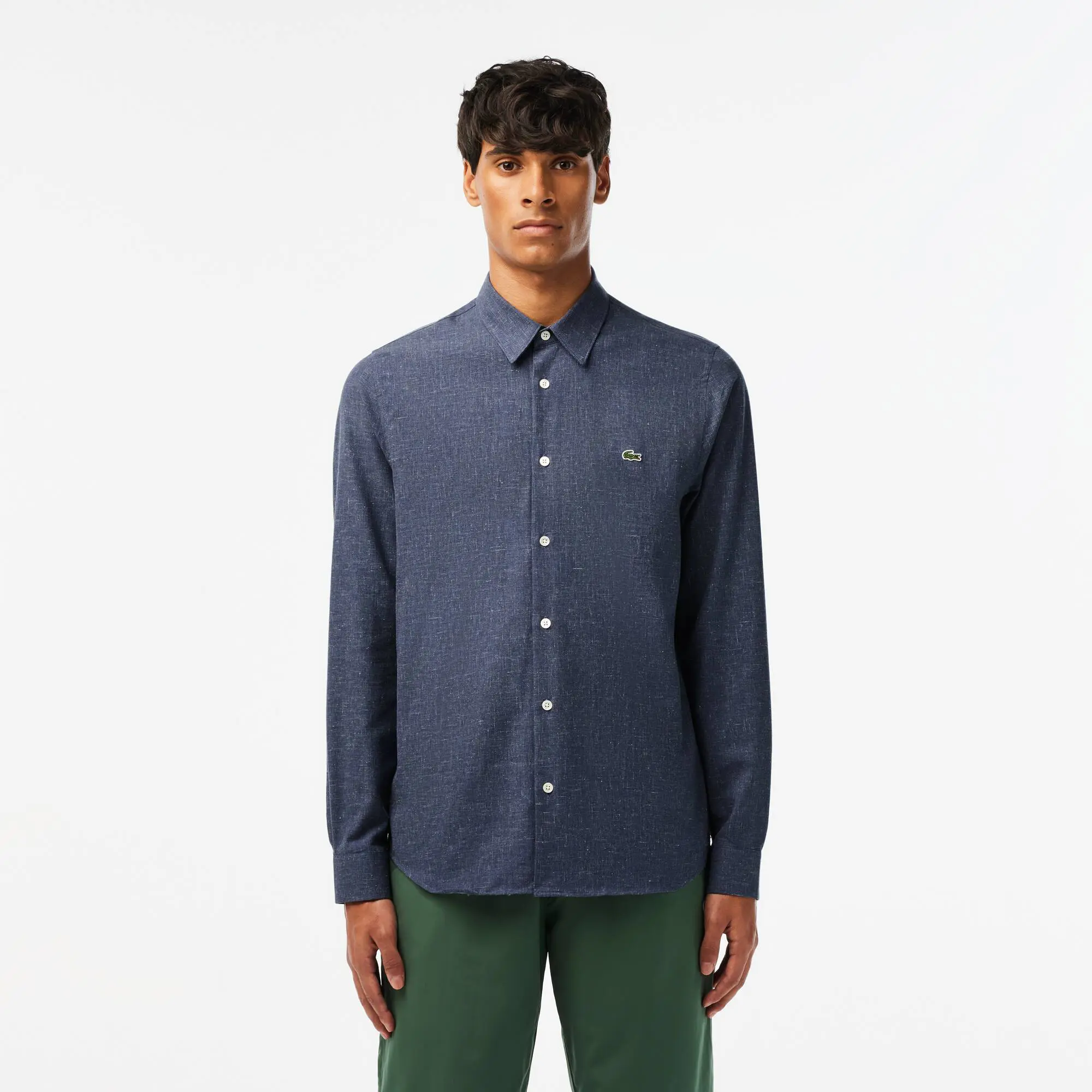 Lacoste Men's Slim fit Cotton Chambray Shirt. 1