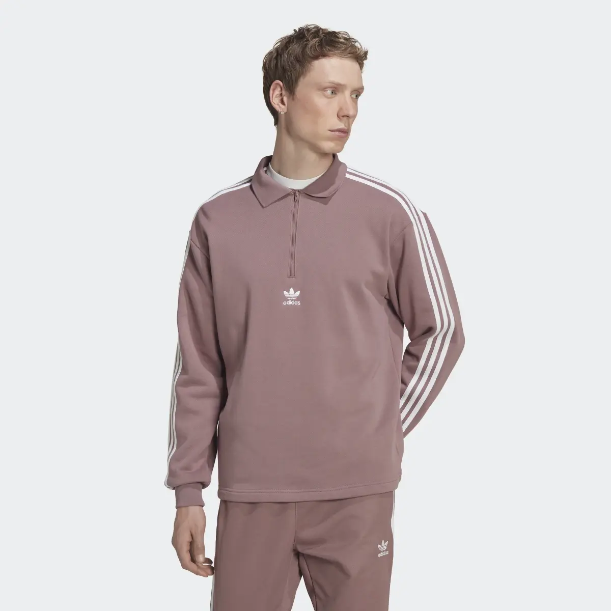 Adidas Adicolor 3-Stripes Long Sleeve Polo Sweatshirt. 2