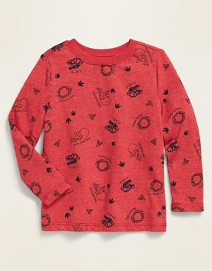 Unisex Printed Long-Sleeve Tee for Toddler red
