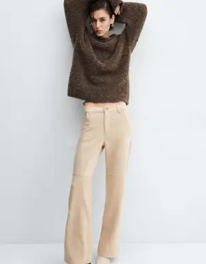 Suede trousers with seam detail