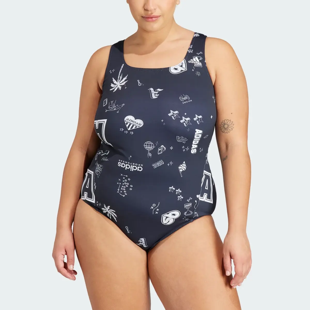 Adidas Brand Love Franchise Swimsuit (Plus Size). 1