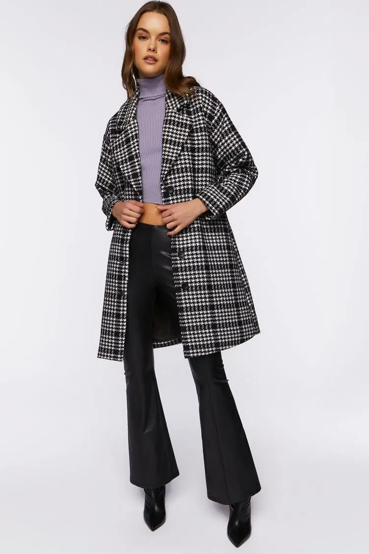 Forever 21 Forever 21 Houndstooth Button Front Coat Black/White. 1