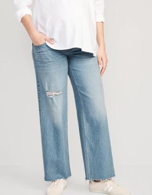 Maternity Front Low-Panel Wide Leg Jeans blue