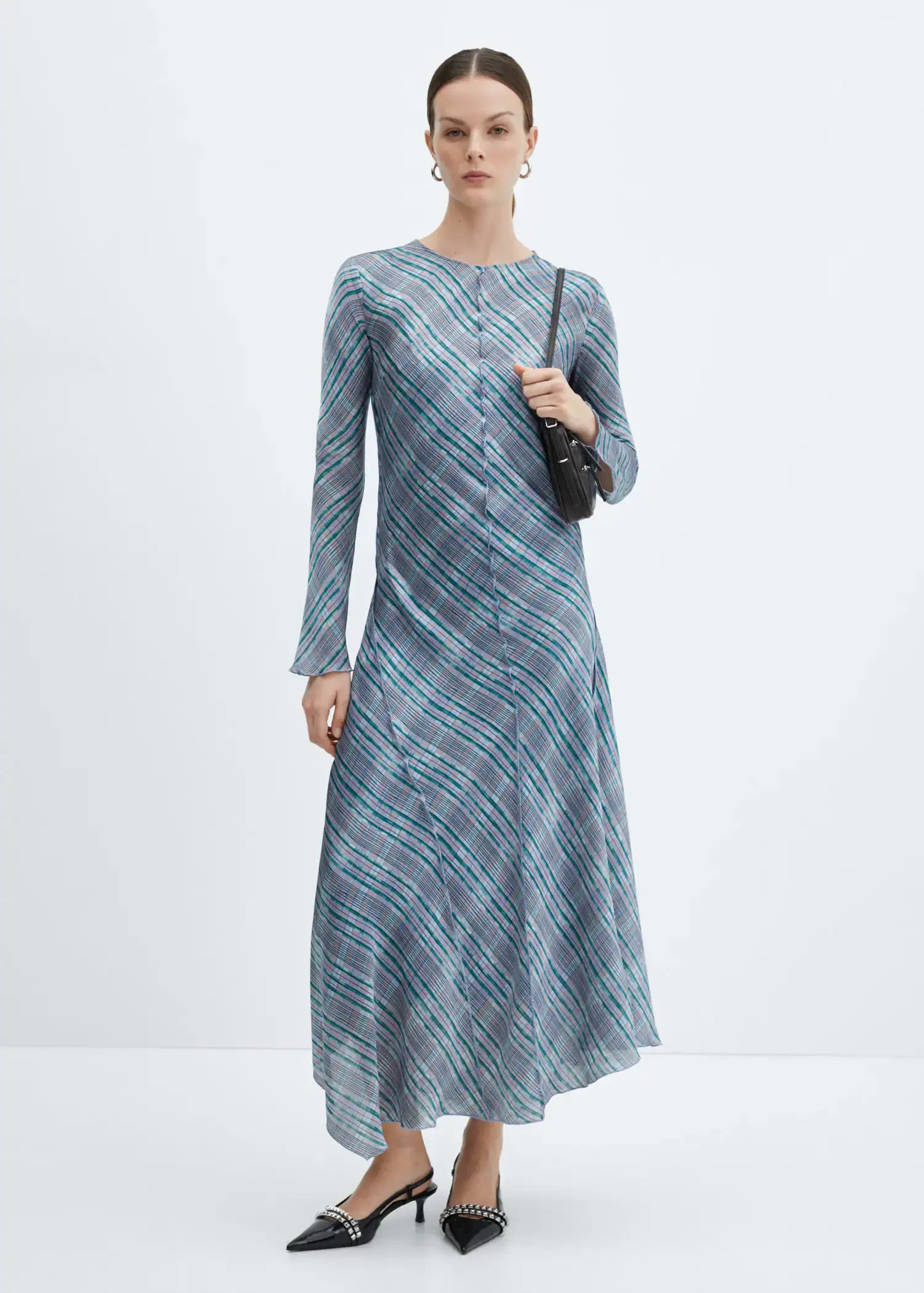 Mango Satin checkered dress. 1