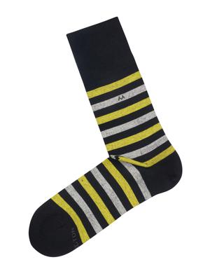 Çizgili Siyah Yazlık Pamuk Çorap