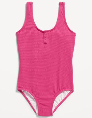 One-Piece Henley Swimsuit for Girls pink