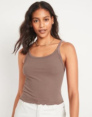 Fitted Cropped Rib-Knit Cami Top for Women brown