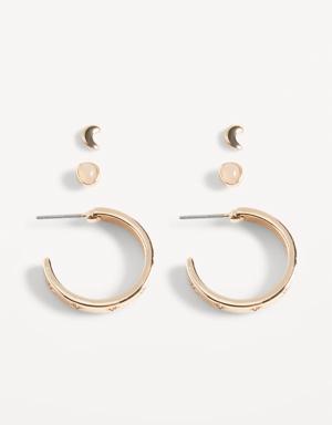 Gold-Toned Earrings Variety 3-Pack for Women gold