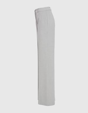 Single Button High Waist Gray Palazzo Trousers