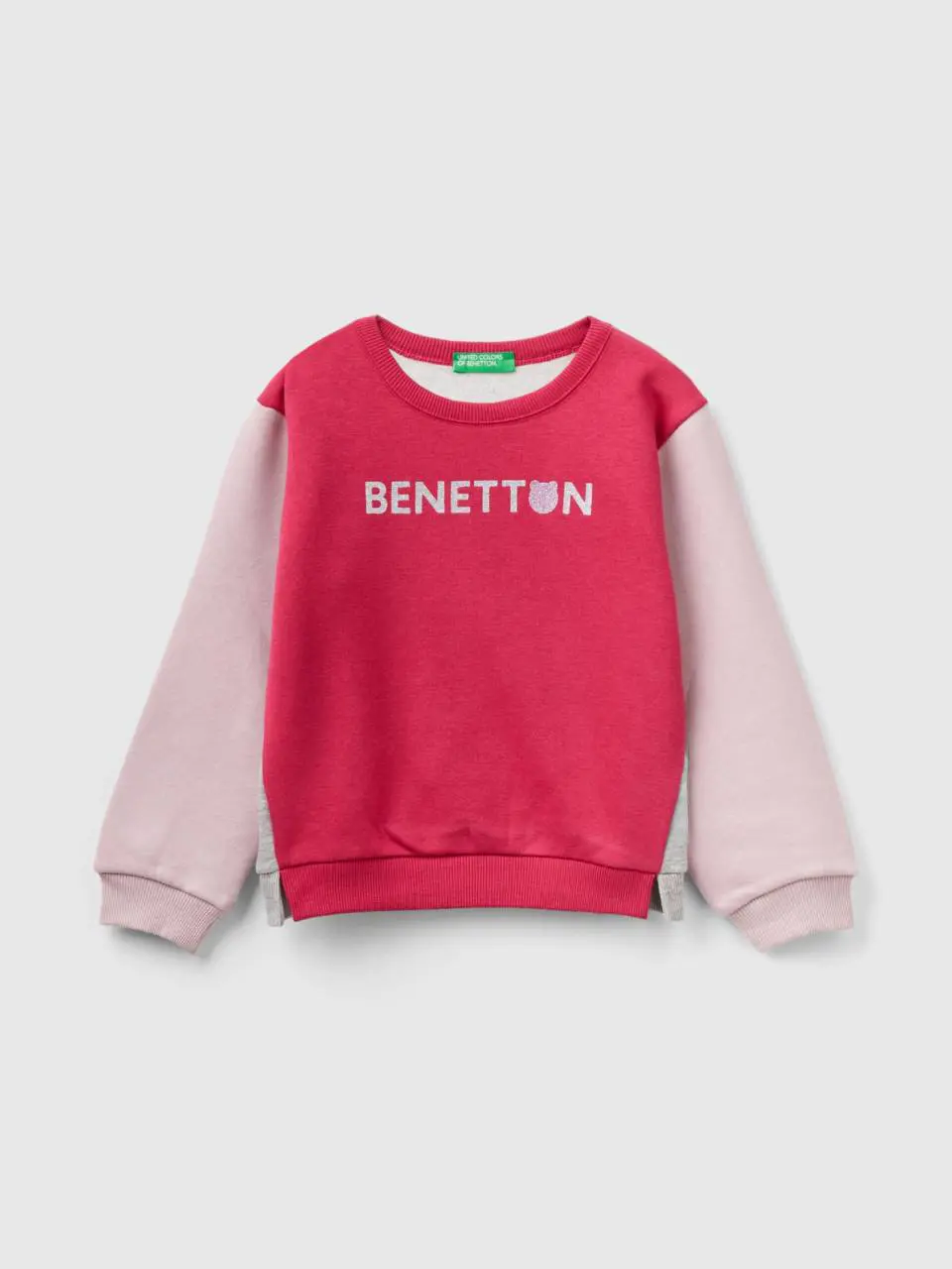 Benetton pullover sweatshirt with glittery print. 1