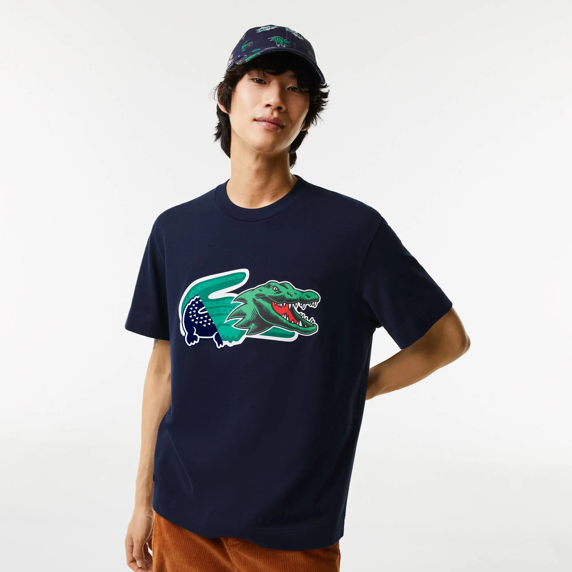 Lacoste Men's Relaxed Fit Oversized Crocodile T-Shirt. 1
