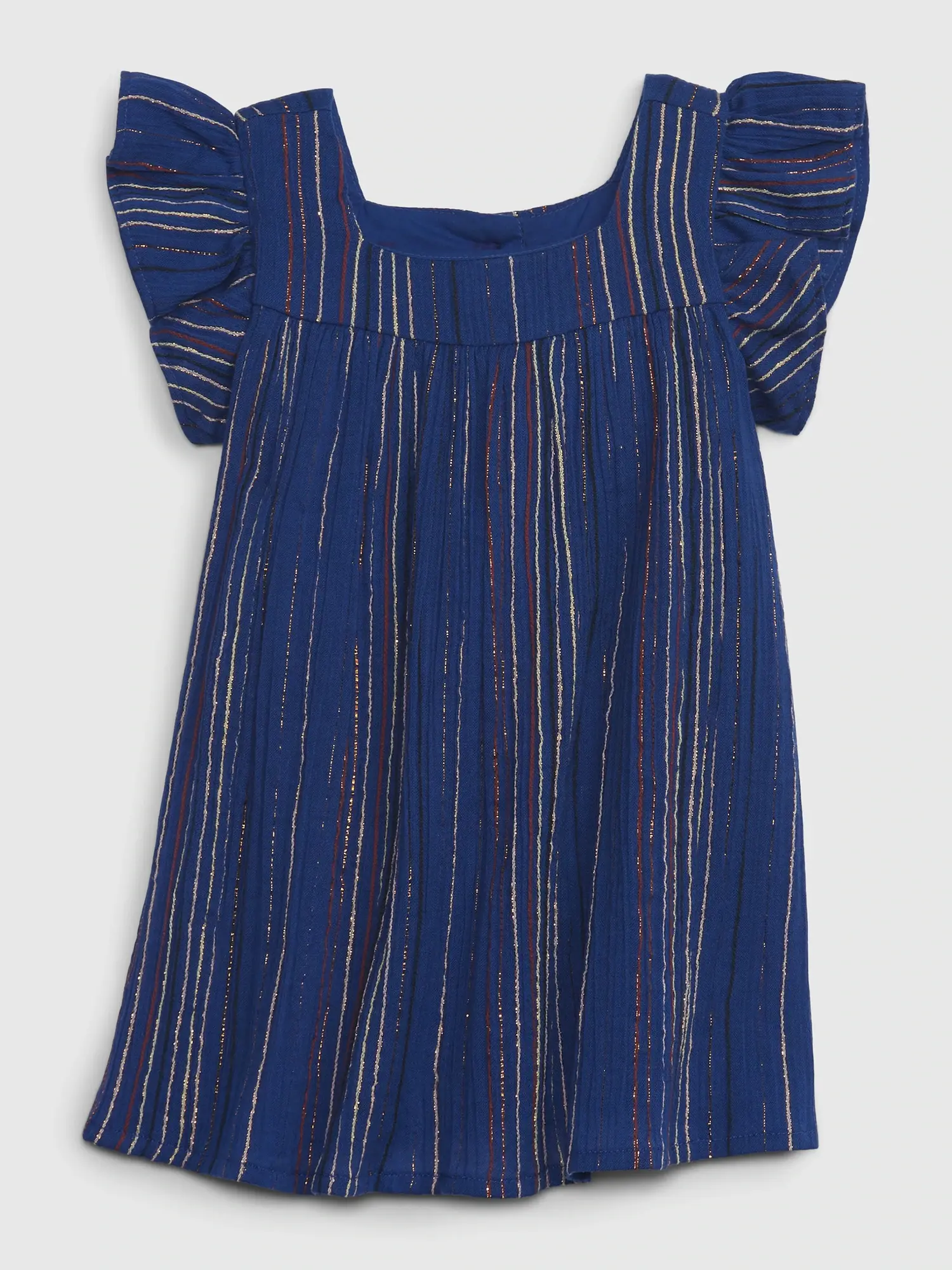 Gap Baby Crinkle Gauze Metallic Stripe Dress blue. 1