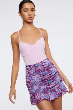 Forever 21 Forever 21 Marble Print Ruched Mini Skirt Purple/Multi. 2