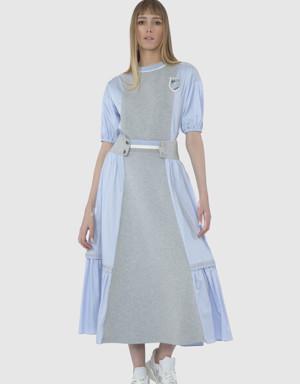 Snap Detailed Midi Length Gray Skirt