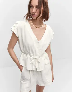 Bow textured blouse