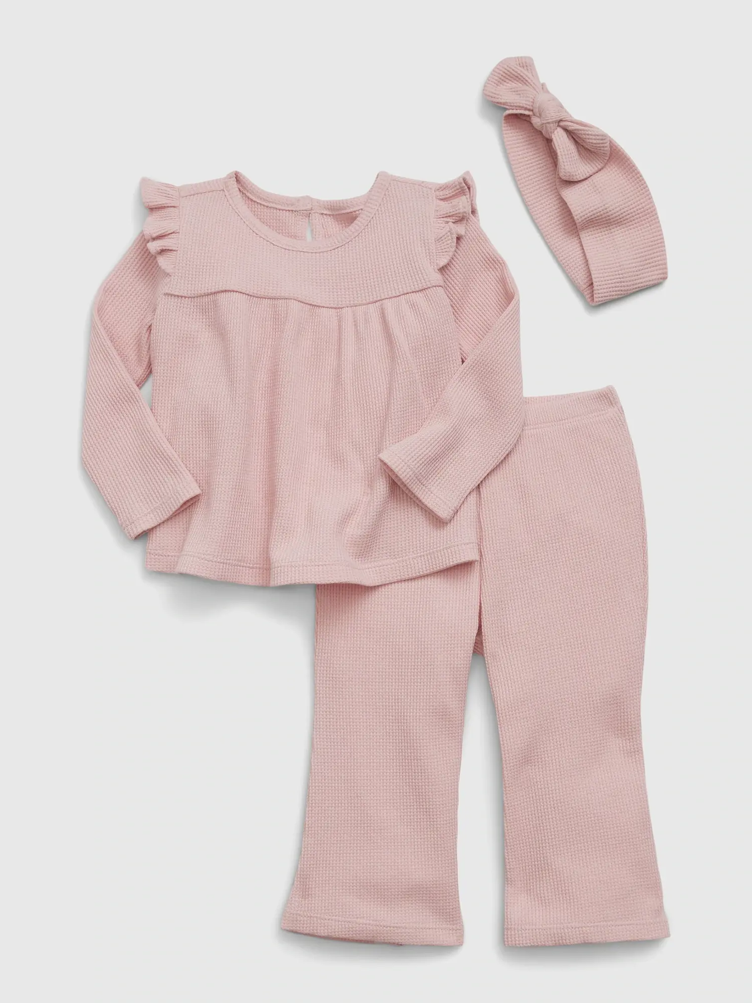 Gap Baby Organic Cotton Waffle Outfit Set pink. 1