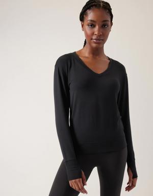 Athleta Sunrise V&#45Neck Sweatshirt black