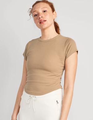 Old Navy Short-Sleeve UltraLite Cropped Rib-Knit T-Shirt for Women brown