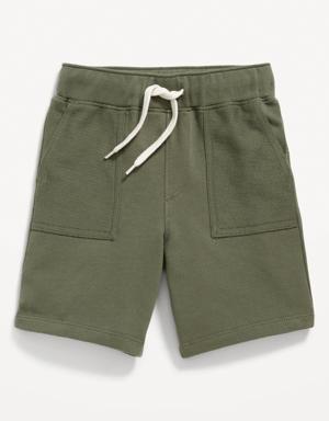 French-Terry Drawstring Utility Shorts for Toddler Boys green