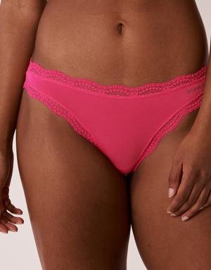 Modal and Lace Trim Thong Panty