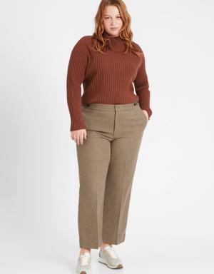 Petite High-Rise Straight Elastic-Waist Pant beige