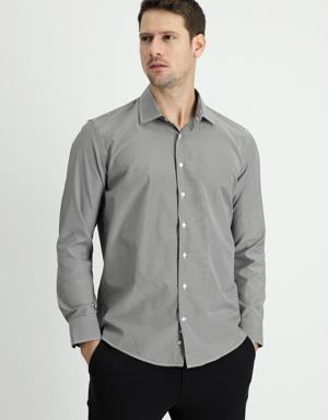 Uzun Kol Slim Fit Klasik Çizgili Gömlek