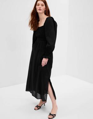 Puff Sleeve Smocked Maxi Dress black