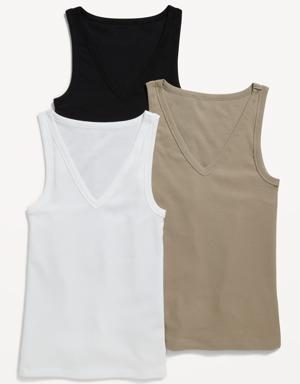Slim-Fit First Layer Rib-Knit Tank Top 3-Pack for Women 