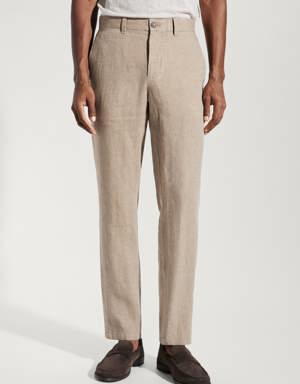 Mango Slim fit 100% linen trousers
