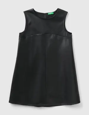 dress in imitation leather fabric