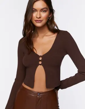 Forever 21 Split Hem Cardigan Sweater Walnut