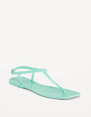 Old Navy Opaque Jelly T-Strap Sandals for Women green