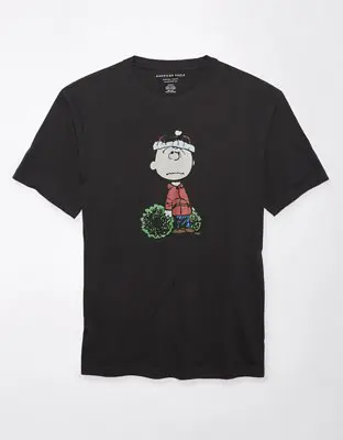 American Eagle Super Soft Charlie Brown Holiday Graphic T-Shirt. 1