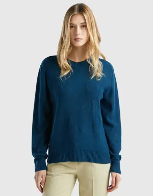 cashmere blend sweater with floral designs