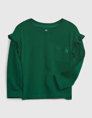 Toddler 100% Organic Ruffle Pocket T-Shirt green