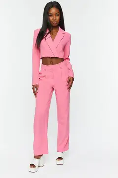 Forever 21 Forever 21 Wide Leg Mid Rise Trousers Peony. 2