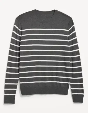 Striped Crew-Neck Sweater for Men gray