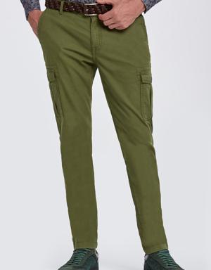 Cep Detaylı Yeşil Kargo Pantolon