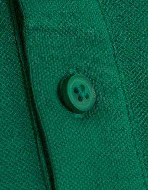 Yeşil Regular Fit Düz 100% Pamuk Polo Yaka Tişört