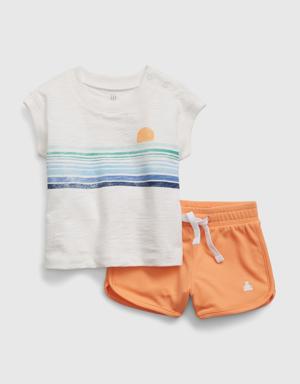 Gap Baby Tank & Mesh Shorts Outfit Set white