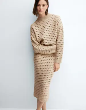 Mango Knitted skirt with openwork details