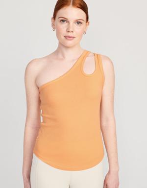 Old Navy UltraLite All-Day One-Shoulder Cutout Tank Top for Women orange